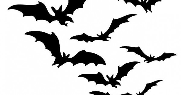 Cloud of Bats Halloween Rubber Stamp